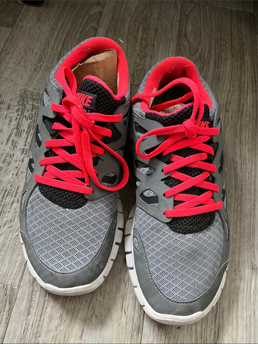 Nike Gray Sneakers with Bright Pink Accents